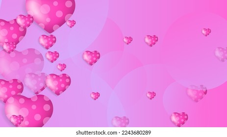 Red, pink and white Valentine christmas new year 3d design background with love heart shaped balloon. Vector illustration, greeting banner, card, wallpaper, flyer, poster, brochure, wedding invitation