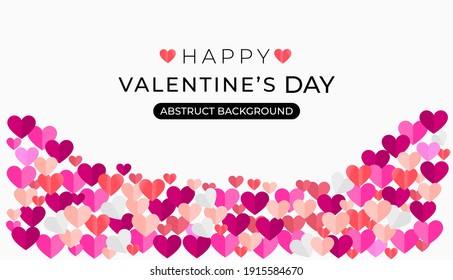 Red, pink, white and violet flying hearts isolated on transparent background.Paper cut decorations for Valentine's day design. vector illustration