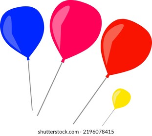 red, pink, yellow, blue toy balloon illustration