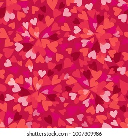Red pink and yellow heart seamless pattern background. Abstract romantic holiday design vector illustration for Valentine's day