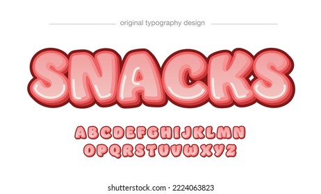 red pinkish bubble cartoon isolated font