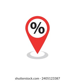 red pinpoint icon with sign of percent