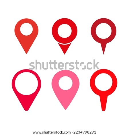 Red pins on white background. Communication concept. Vector illustration. stock image.