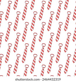 Red pinstripe tie, vector seamless pattern background. 