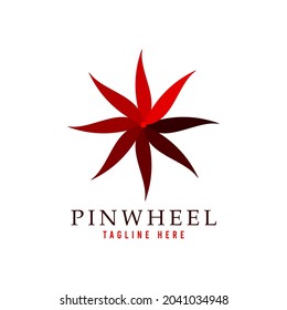 Red pinwheel logo vector template