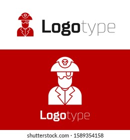 Red Pirate captain icon isolated on white background. Logo design template element. Vector Illustration