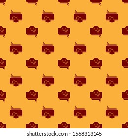 Red Pirate hat icon isolated seamless pattern on brown background.  Vector Illustration