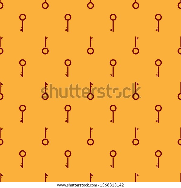 Red Pirate key icon isolated seamless\
pattern on brown background.  Vector\
Illustration