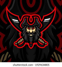 red Pirate mascot logo esport premium vector