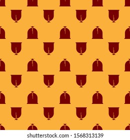Red Pirate sack icon isolated seamless pattern on brown background.  Vector Illustration