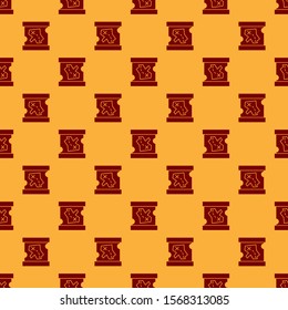 Red Pirate treasure map icon isolated seamless pattern on brown background.  Vector Illustration