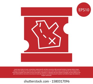Red Pirate treasure map icon isolated on white background.  Vector Illustration