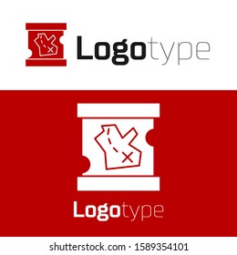 Red Pirate treasure map icon isolated on white background. Logo design template element. Vector Illustration