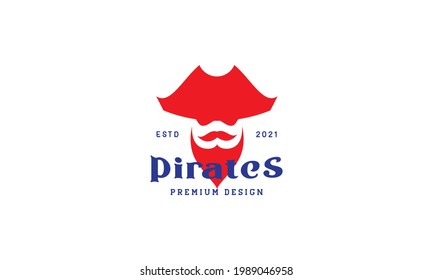 red pirates with beard vintage logo symbol vector icon illustration graphic design
