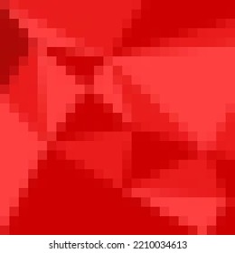 Red Pixel Background. Vector Polygonal Style.