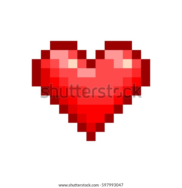 Red Pixel Heart Design Vector Shape Stock Vector (Royalty Free) 597993047