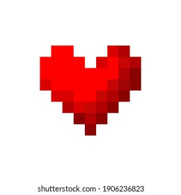 Red pixel heart icon. Colored silhouette. Vector flat graphic illustration. The isolated object on a white background. Isolate.