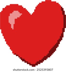 red pixel heart. vector graphics