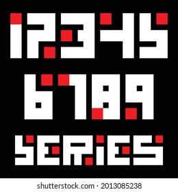 Red Pixel Numbers Vector Set, 
