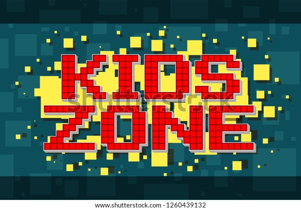 Red Pixel Retro Kids Zone Button Stock Vector Royalty Free 1260439132