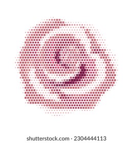 red pixel rose isolated in white background vector illustration