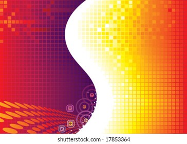 Red pixel technology background, vector illustration layered.