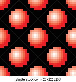 red pixelated ballss seamless pattern, christmas balls, vector illustration 