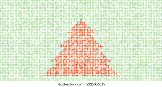 Red Pixelated Christmas Tree Made of Colorful Pixels on Green Wide Scale Mosaic Background - Multi Purpose Holiday Template, Creative Vector Design