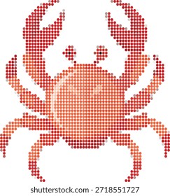 Caranguejo Vermelho Pixelizado com Garras no Branco Fundo pixel art arte ponto