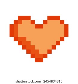 Rojo, corazón pixelado. corazón pixel amor romántico pasión icono. Ilustración aislada y plana. gráfico de Vector