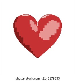 Red, pixelated heart. Pixel. Vector illustration