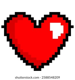 Red Pixelated Heart Symbol in 8-Bit