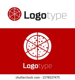 Red Pizza icon isolated on white background. Logo design template element. Vector Illustration