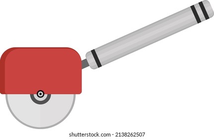 Cuchillo de pizza roja, ilustración, vector sobre un fondo blanco.