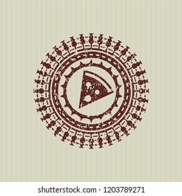 Red pizza slice icon with rubber seal texture