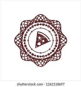Red pizza slice icon with rubber seal texture
