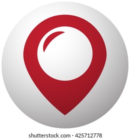 Red Place icon on white ball
