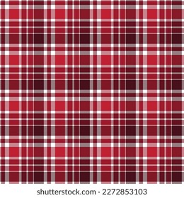 Red Plaid Check Seamless Pattern - Cute plaid check repeating pattern design