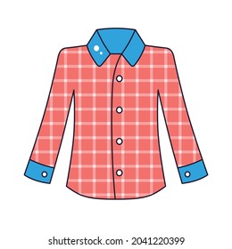 Red Plaid Checkered Flannel Shirt Isolated Cartoon Vector