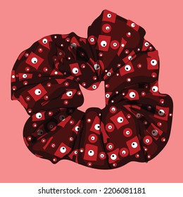 Red plaid cotton hair scrunchie