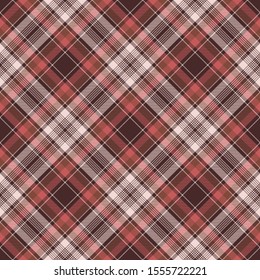 Red plaid fabric texture background seamless pattern. Vector illustration.