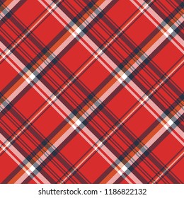 Red plaid fabric texture pixel seamless pattern. Vector illustration.