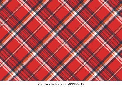 Red plaid fabric texture pixel seamless pattern. Vector illustration.