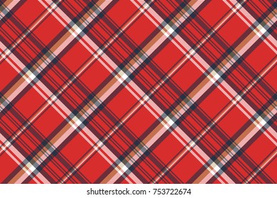Red plaid fabric texture seamless pattern. Vector illustration.