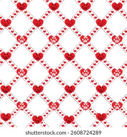 Red plaid with hearts and paw prints pattern
