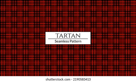 Red plaid pattern vector background, Tartan fabric texture