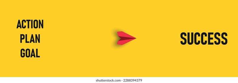 Red plane blueprint, Goal action, completing missions fly to Success. Project tracking, goal tracking, task completion purpose, idea concept.