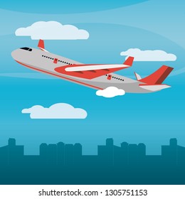 red plane city daylight