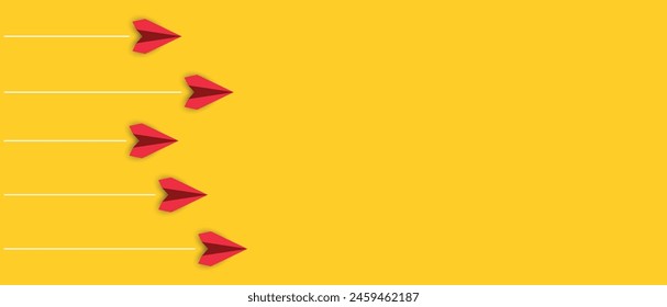 red plane flying in a different direction than the others. Business, creativity and innovative solution concept for new idea.