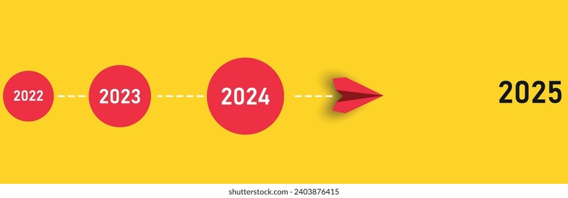 red plane flying to new year.
start over.
,New year 2025 with challenges, plans, goals and visions.
